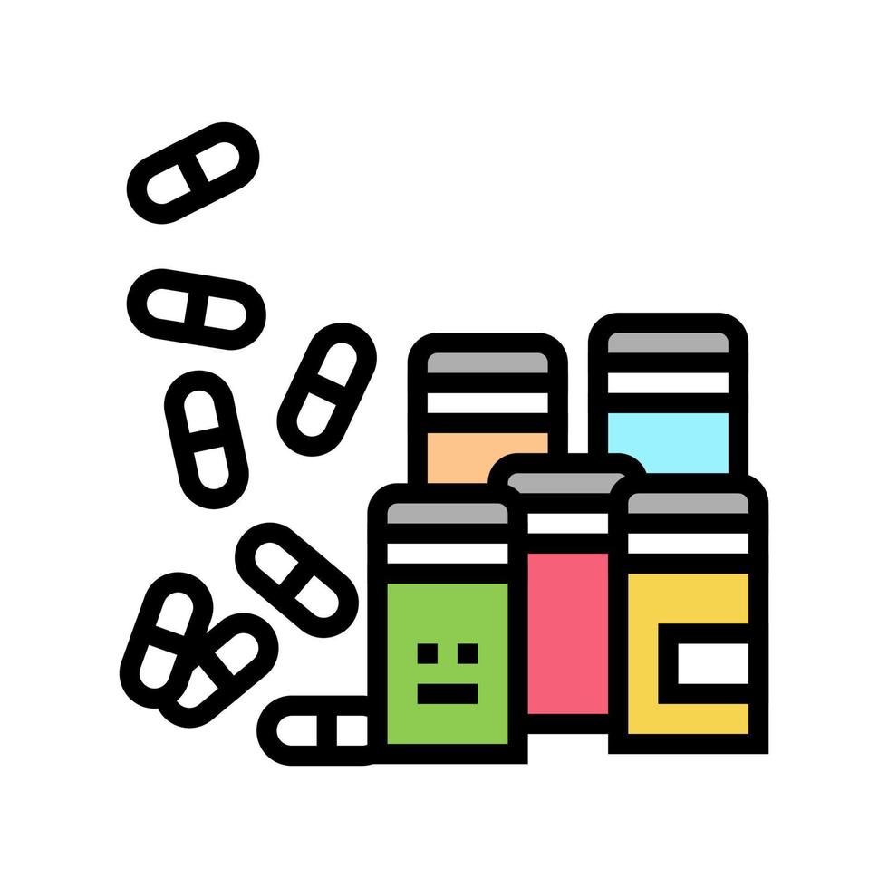 Pillen Homöopathie Behälter Farbe Symbol Vektor Illustration