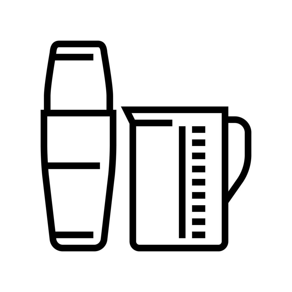 Messbecher und Mixer für die Kaffeecocktaillinie Symbolvektorillustration vektor