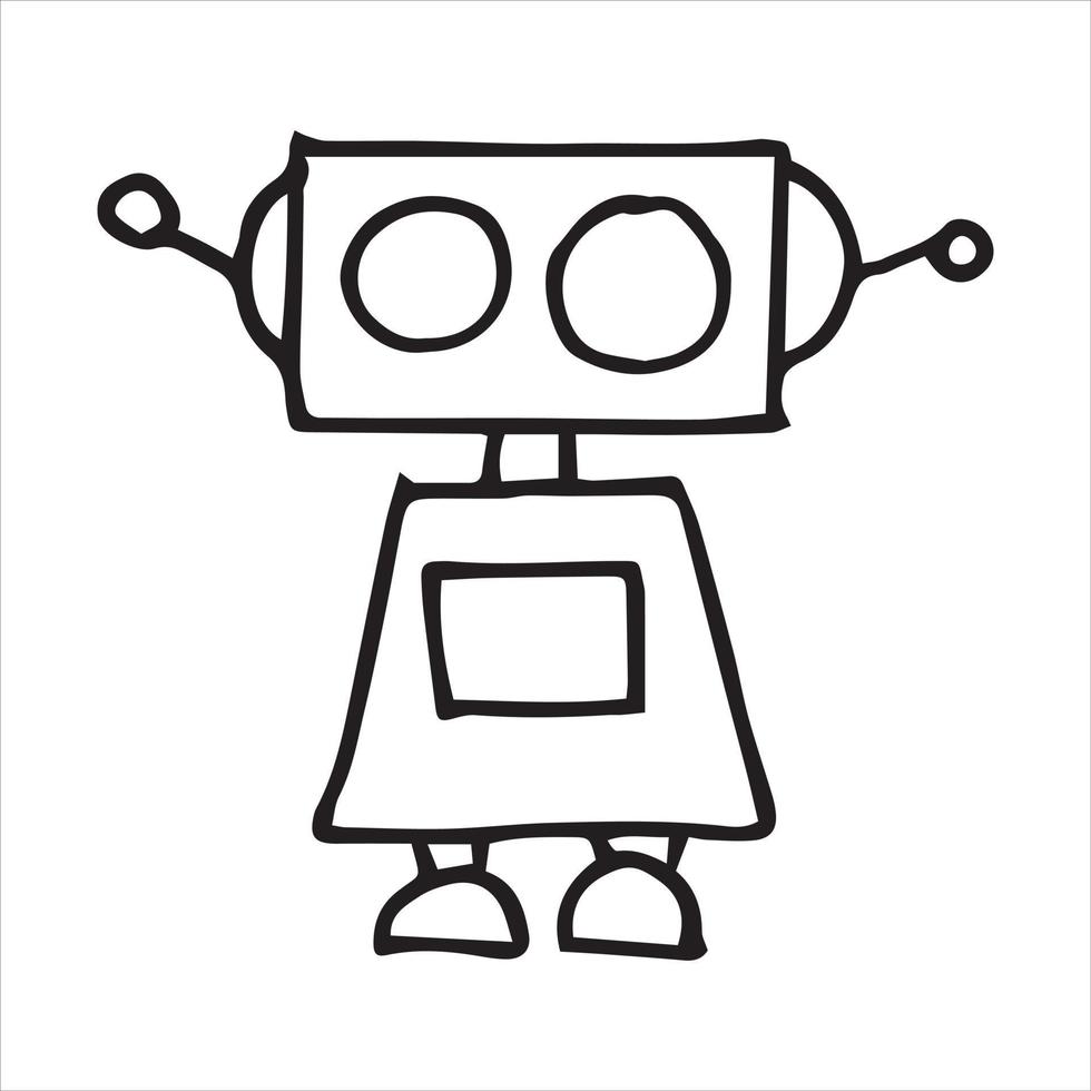 enkel vektorritning i doodle stil. robot. söt robot handritad med linjer. rolig illustration för barn vektor