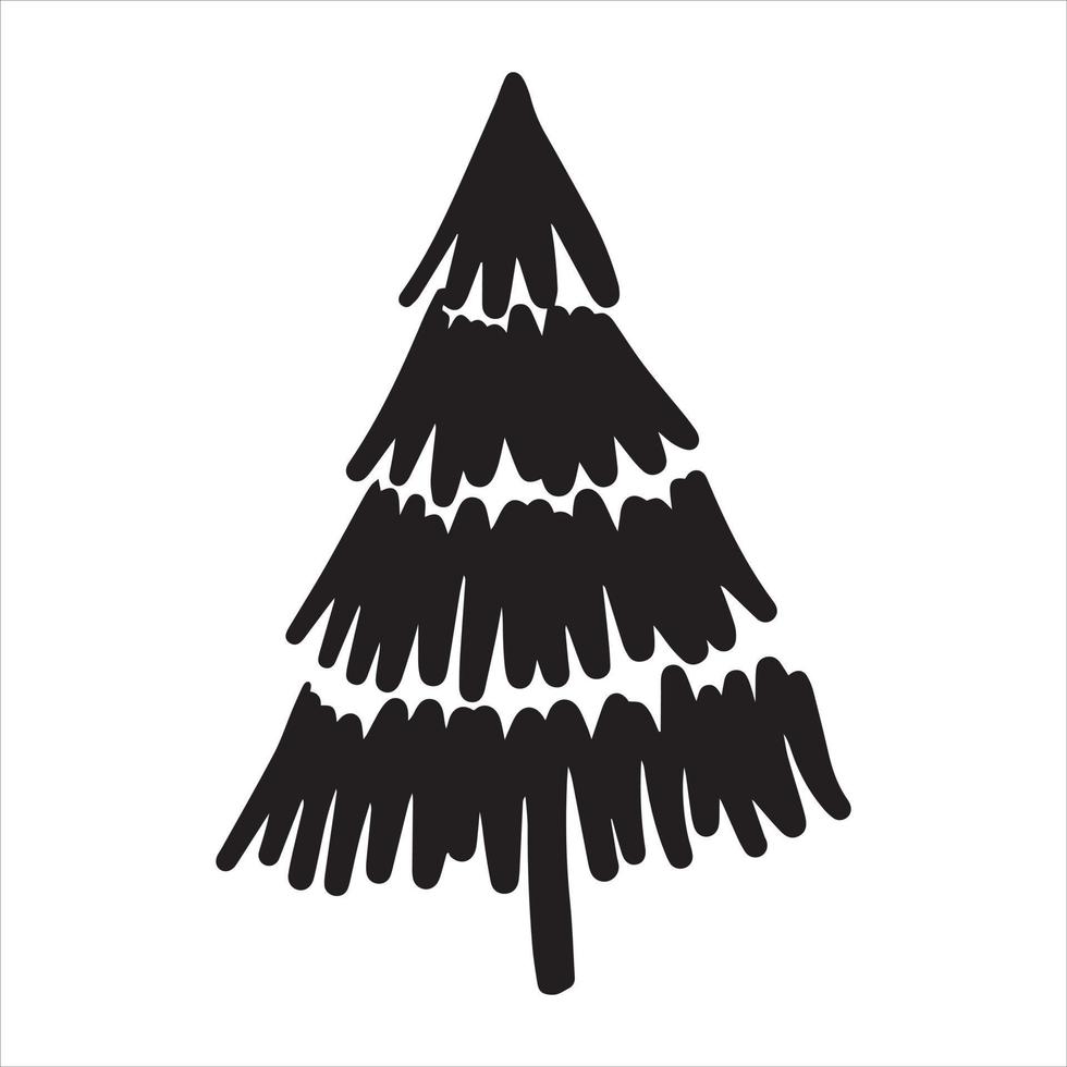 Vektorzeichnung im Stil von Doodle. Weihnachtsbaum. einfache zeichnung eines abstrakten weihnachtsbaums. vektor