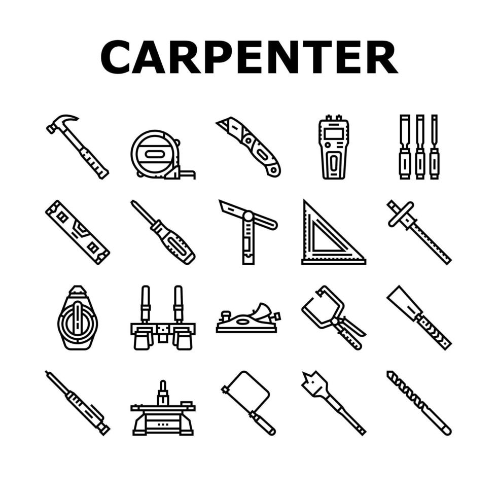 snickare verktyg och tillbehör ikoner som vektor