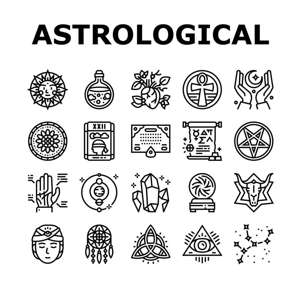 astrologiska objekt samling ikoner som vektor