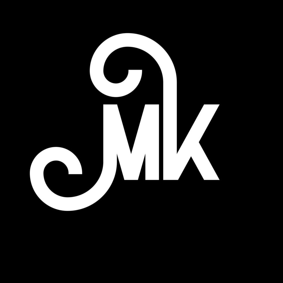 mk brev logotyp design. initiala bokstäver mk logotyp ikon. abstrakt bokstav mk minimal logotyp formgivningsmall. mk brev design vektor med svarta färger. mk logotyp