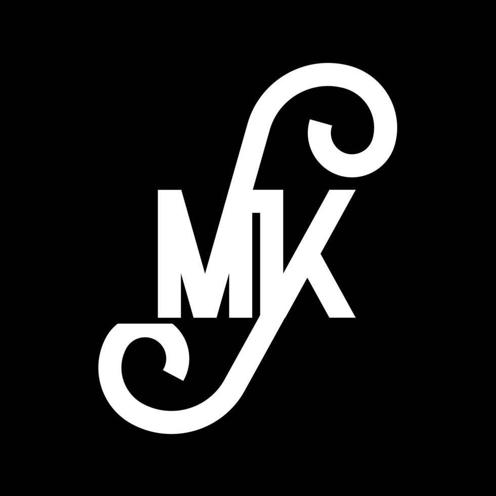 mk brev logotyp design. initiala bokstäver mk logotyp ikon. abstrakt bokstav mk minimal logotyp formgivningsmall. mk brev design vektor med svarta färger. mk logotyp