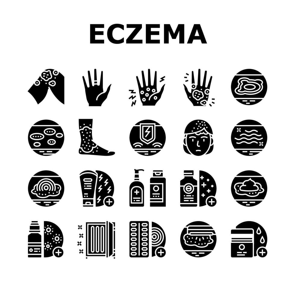 Ekzem-Krankheit behandeln Sammlung Icons Set Vektor