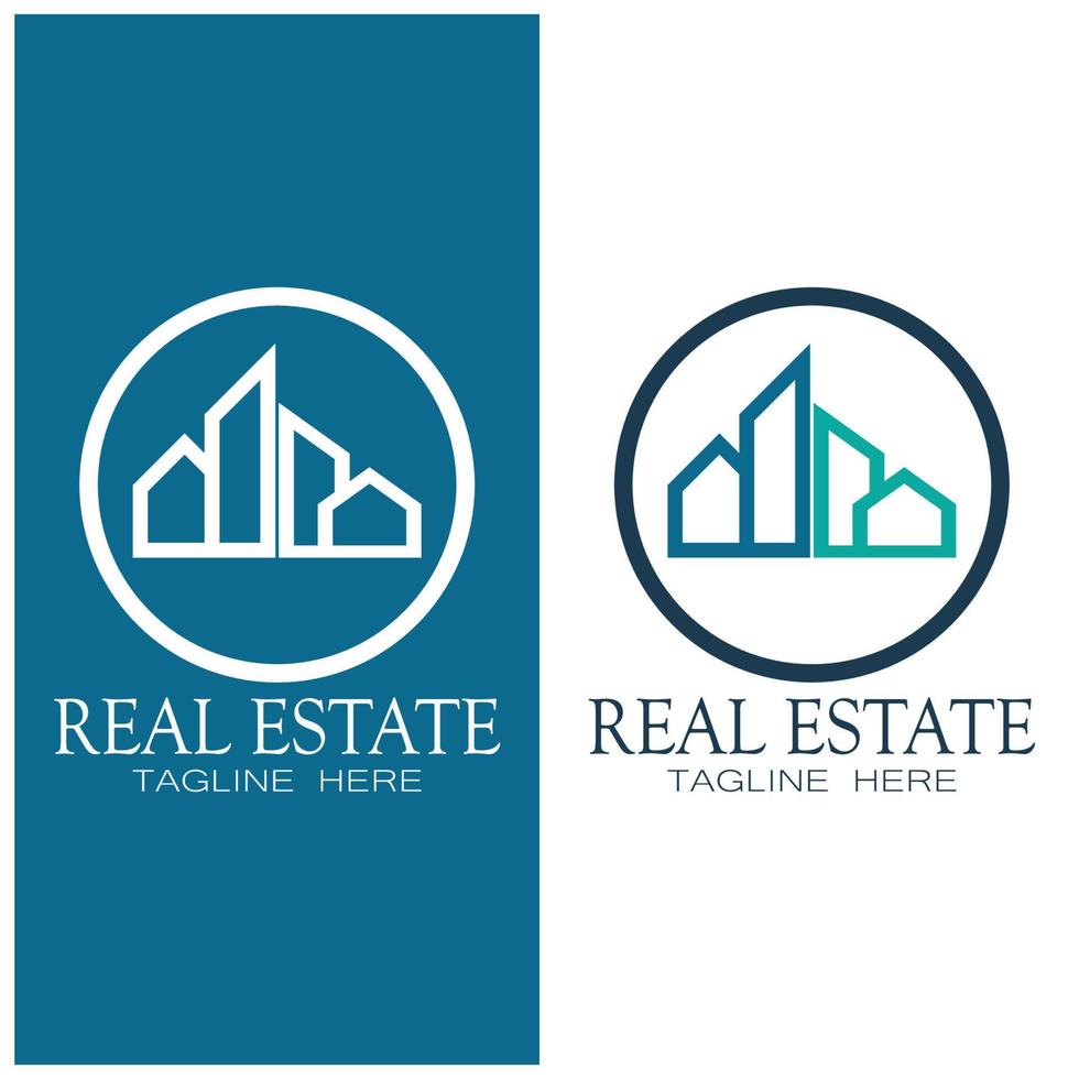 immobilienunternehmen logo symbol illustrationsvorlage, gebäude, immobilienentwicklung und baulogovektor vektor