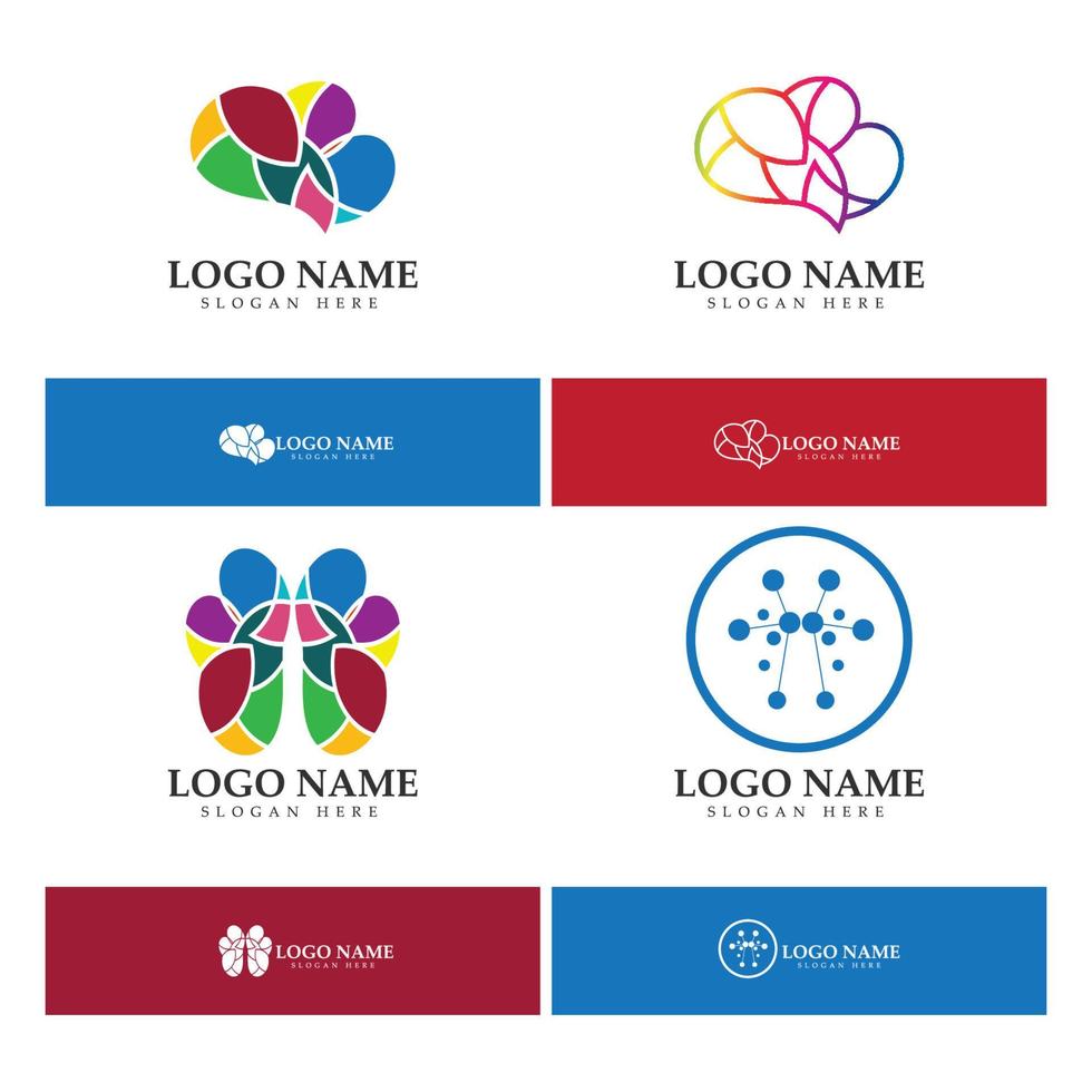 Gehirn-Logo entwirft Konzeptvektor, Gesundheits-Gehirnpuls-Logo, Gehirnpflege-Logo-Vorlagenvektor vektor