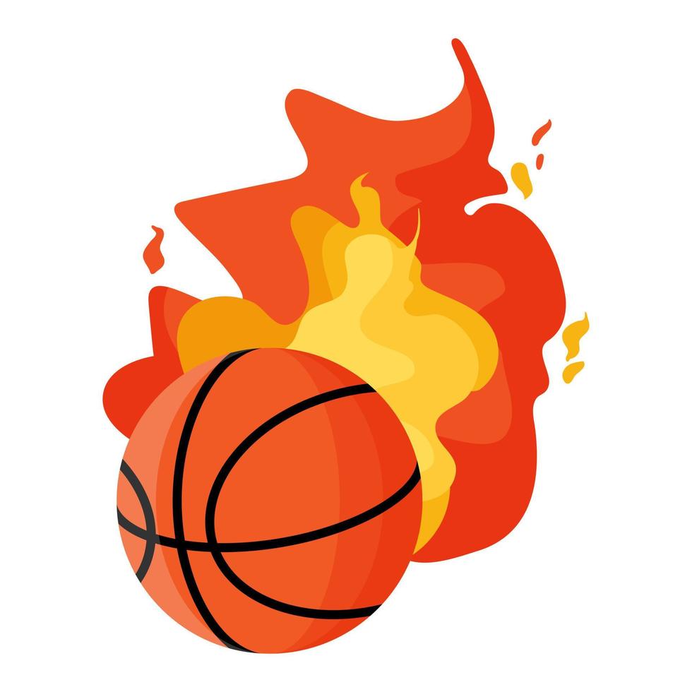 basketboll med eld. 3x3 basket sportutrustning. sommarspel. vektor