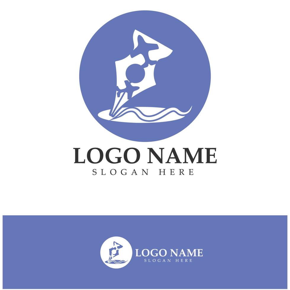 reseblogg logotyp för flygplan penna och bok illustration design vektor ikon mall