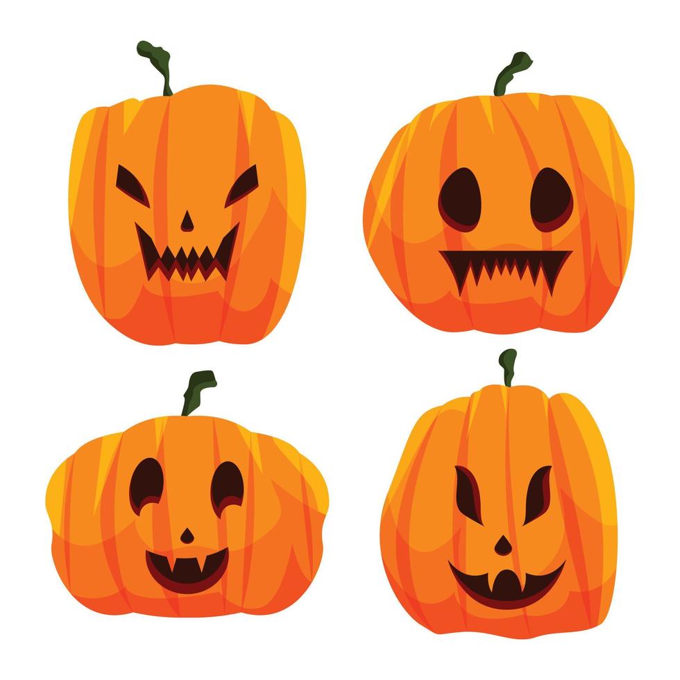 set halloween pumpa platt illustration vektor