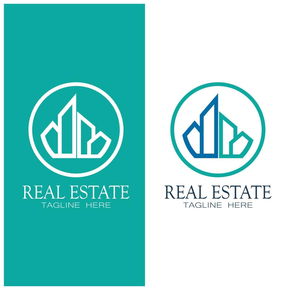 immobilienunternehmen logo symbol illustrationsvorlage, gebäude, immobilienentwicklung und baulogovektor vektor