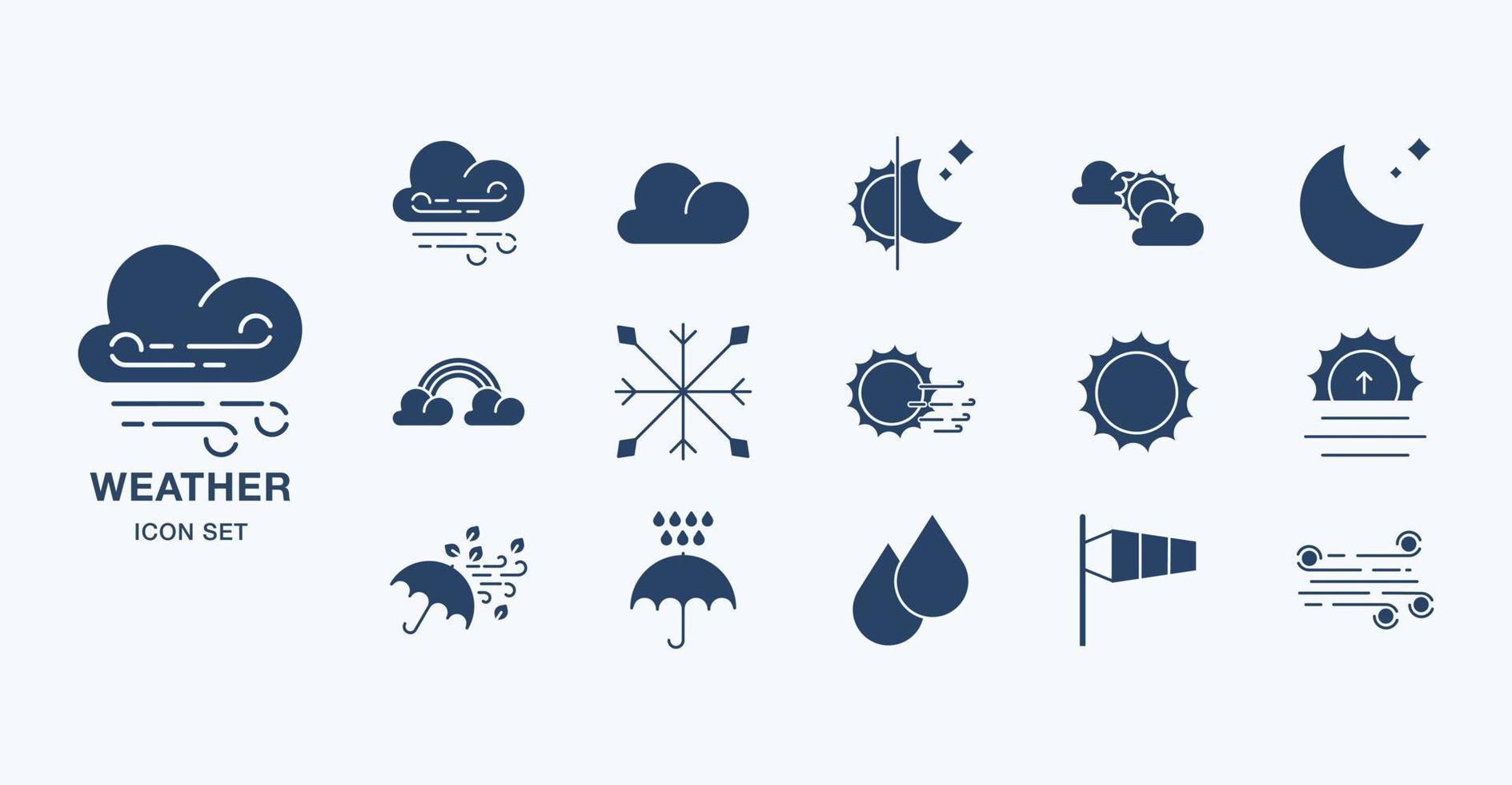 wettervorhersage solide symbolsatz vektor