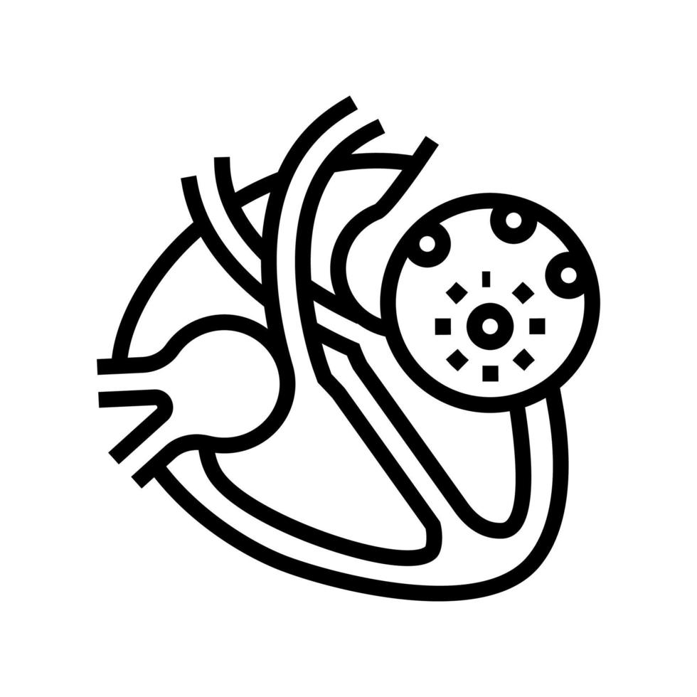 Myokarditis Krankheitslinie Symbol Vektor Illustration