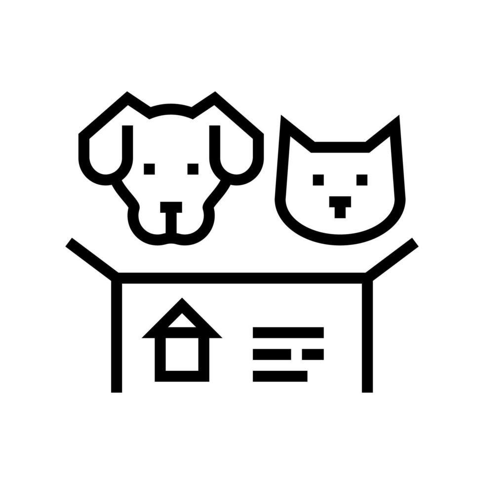 Hund und Katze suchen neue Hauslinie Symbol Vektor Illustration