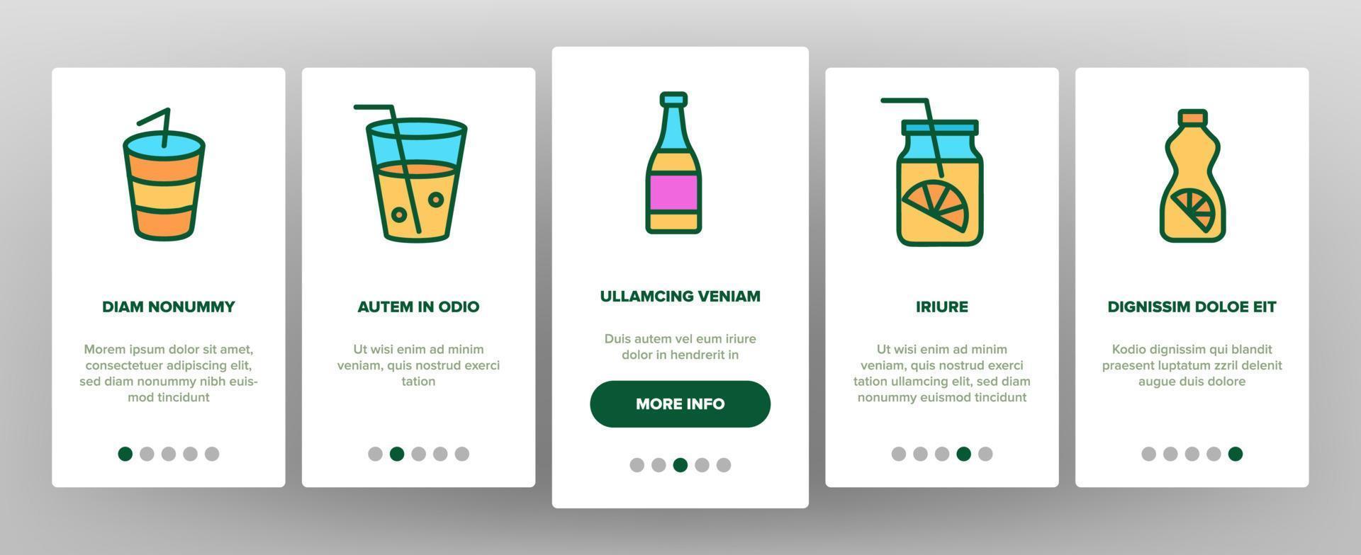 limonade leckeres getränk onboarding icons set vektor