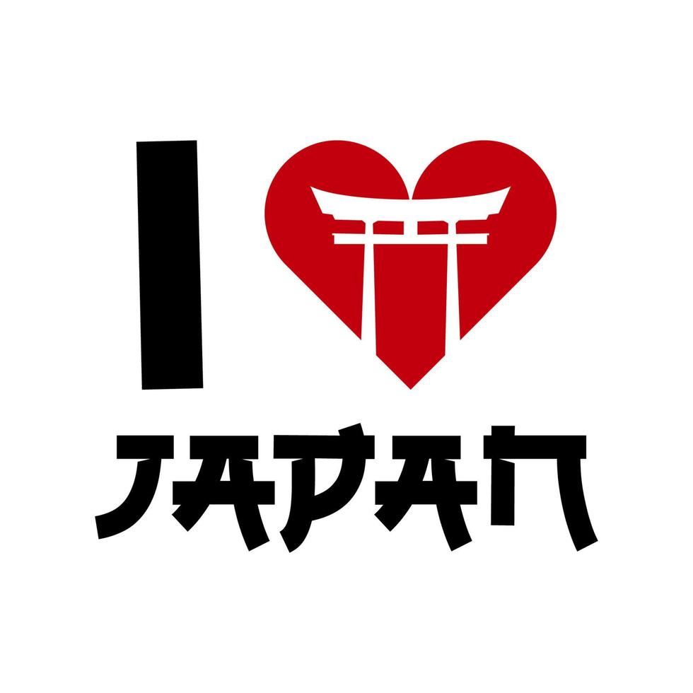 jag älskar japan logotyp symbol med torii japansk port vektor