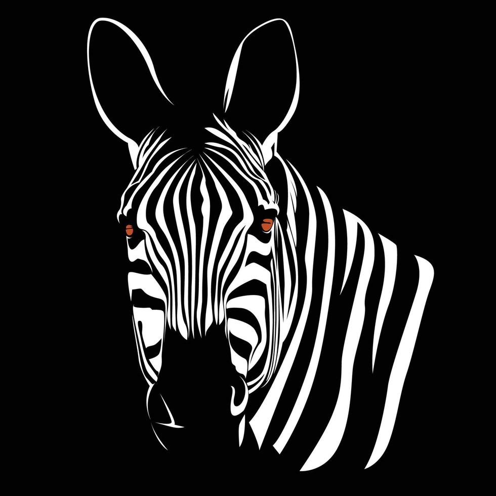 Zebra huvud illustration med svart isolerad bakgrund vektor