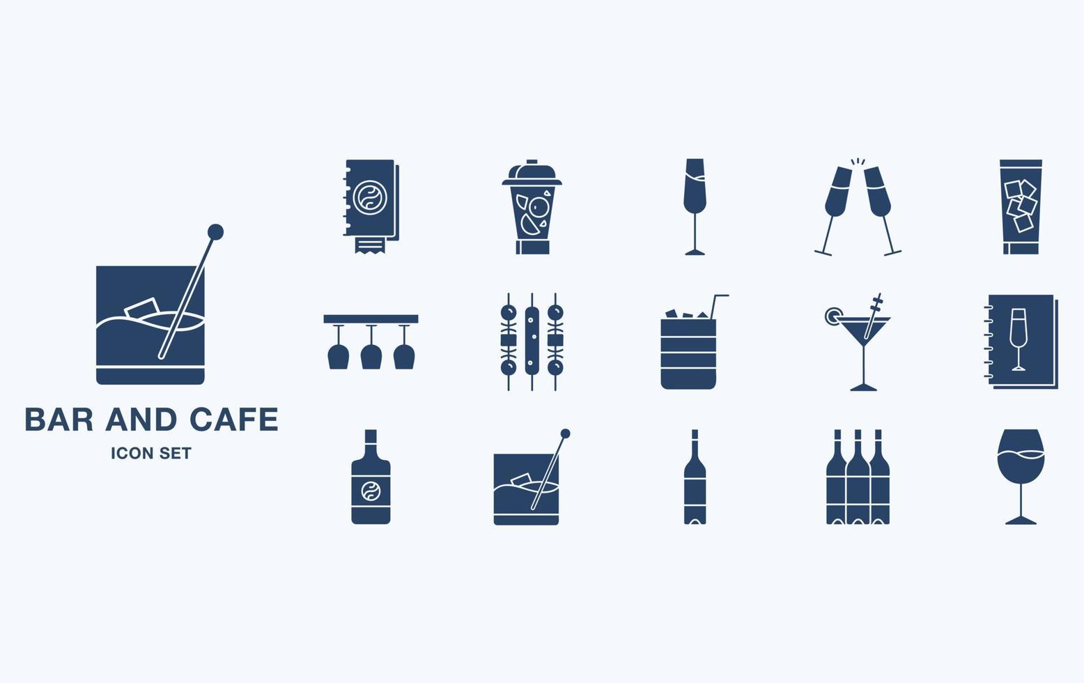 Bar- und Café-Icon-Set, Restaurantobjekte vektor
