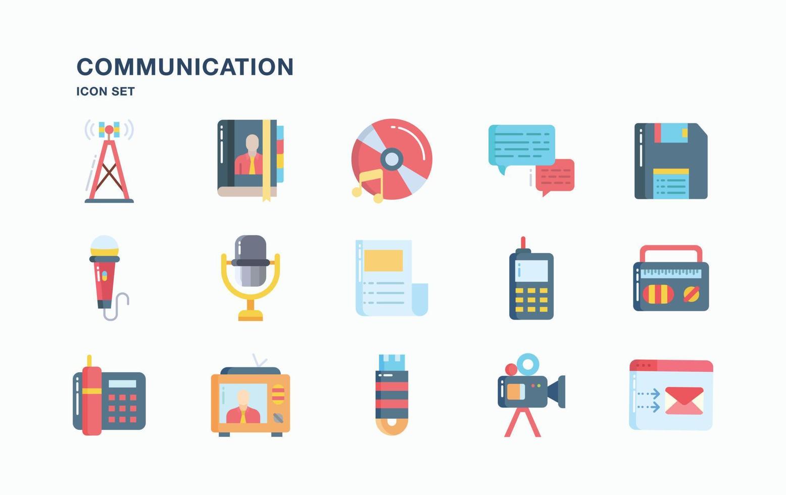 Symbolsatz für Kommunikation und Technologie vektor