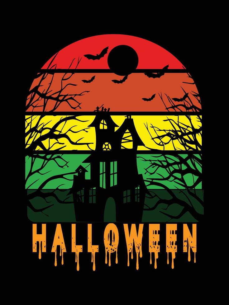 Halloween-Horror-Vintage-T-Shirt-Design, beängstigende Druckvorlagen-Vektorgrafiken, hochwertiges Typografie-Illustrations-Shirt-Design vektor