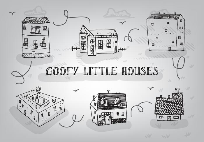 Free Hand gezeichnet Goofy Häuser Vektor Hintergrund