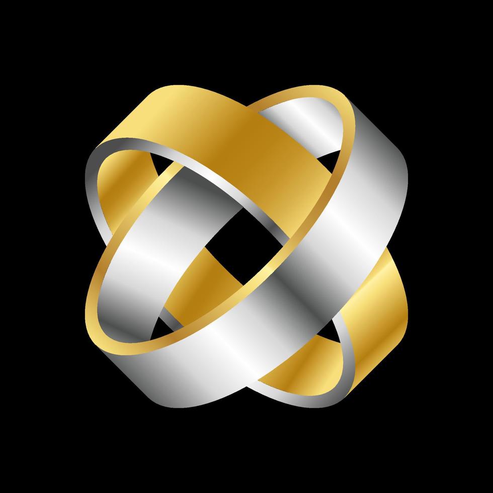 zwei goldene und silberne Ringe, Vektorgrafik vektor