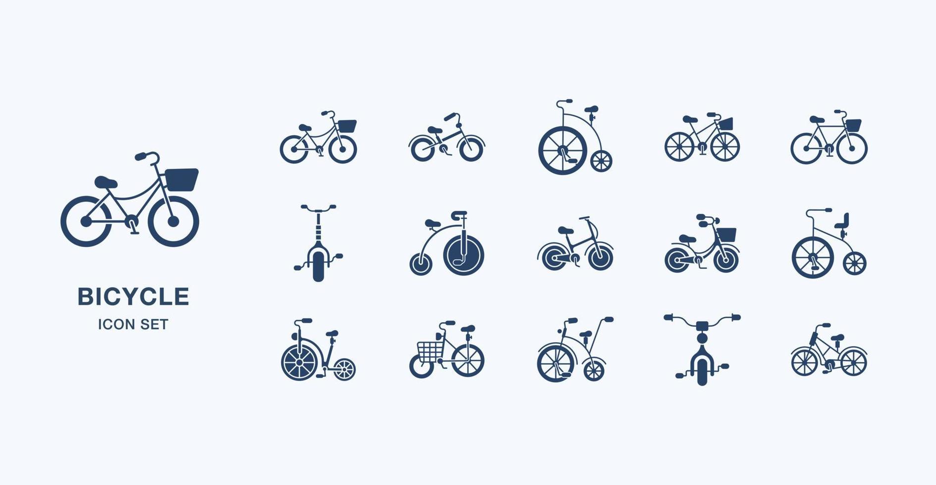 cykel fast ikonuppsättning vektor