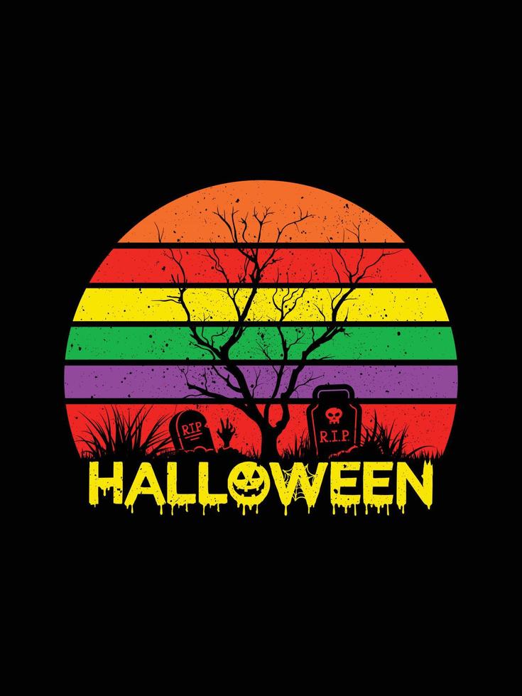 Halloween-Horror-Vintage-T-Shirt-Design, beängstigende Druckvorlagen-Vektorgrafiken, hochwertiges Typografie-Illustrations-Shirt-Design vektor