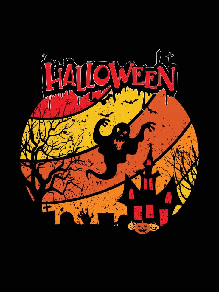 halloween horror vintage t-shirt design, skrämmande tryckmallar vektorgrafik, högkvalitativ typografi illustration tröja design vektor