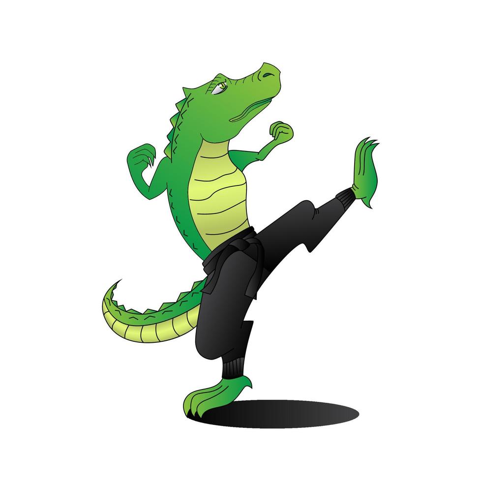 kungfu krokodil eller alligator tecknad maskot vektor