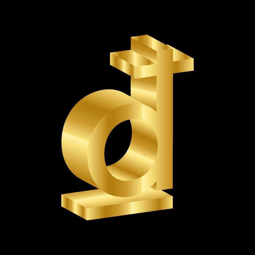 gold 3d luxus dong währungssymbolvektor vektor