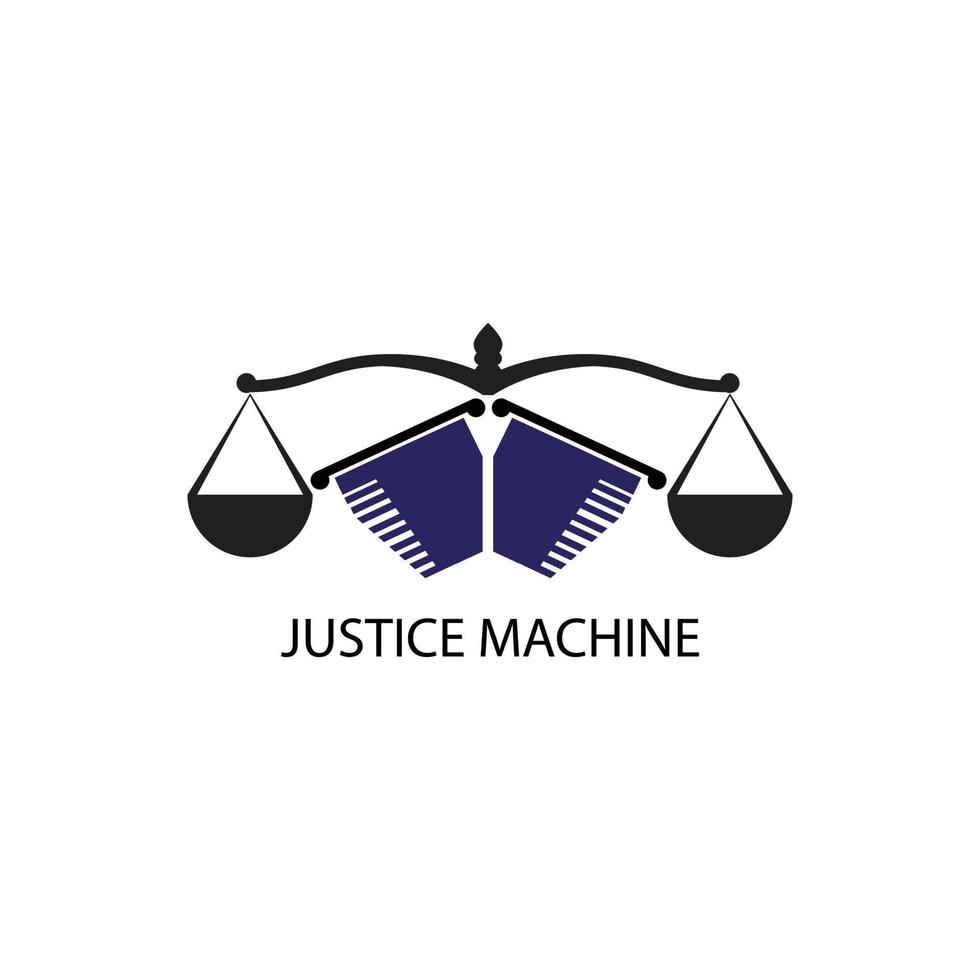 Gerechtigkeitsmaschinenlogo für die Rechtsfilmindustrie vektor