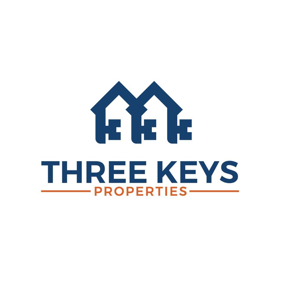 tre nycklar fastigheter logotyp mall vektor