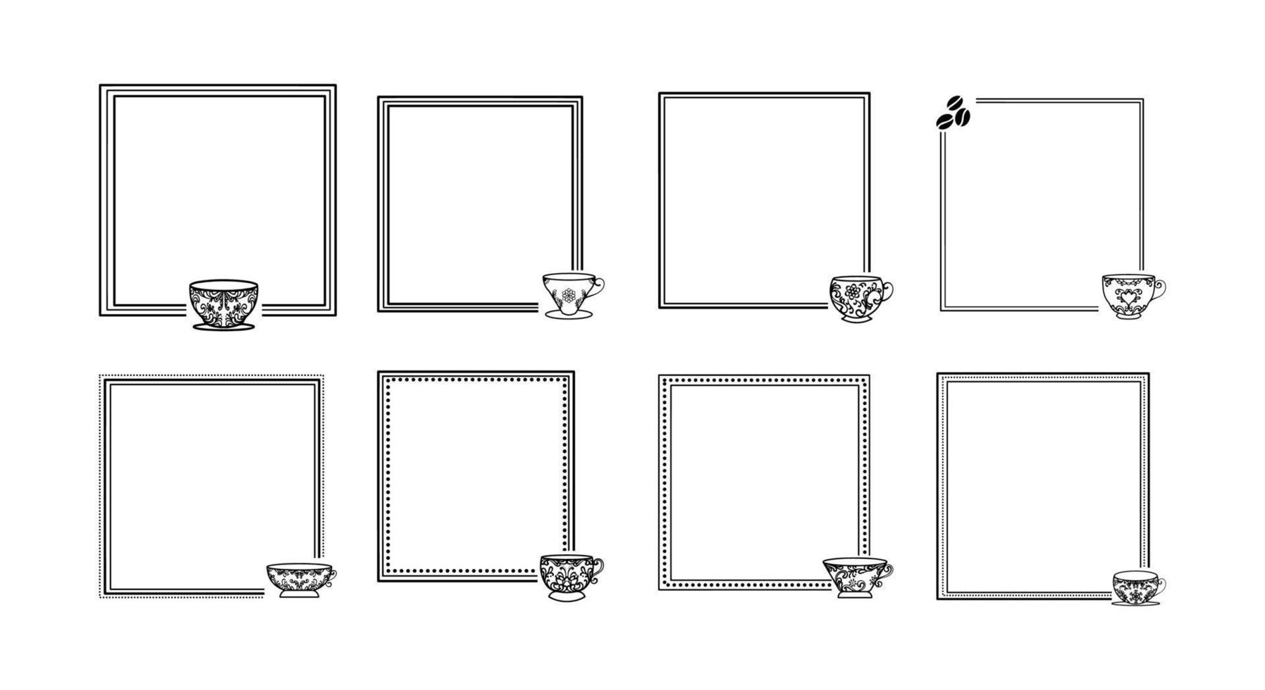 samling av ram i en kopp blommig designelement vektor