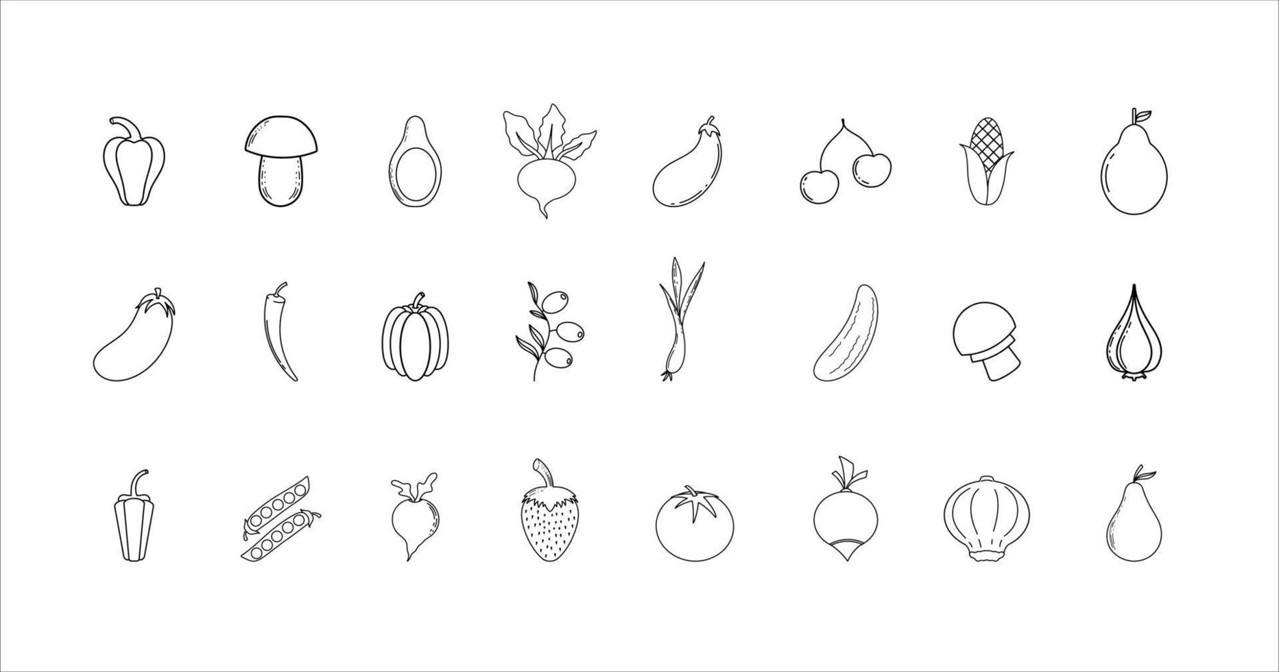 Abbildung Gemüse und Obst auf weißem Hintergrund vektor
