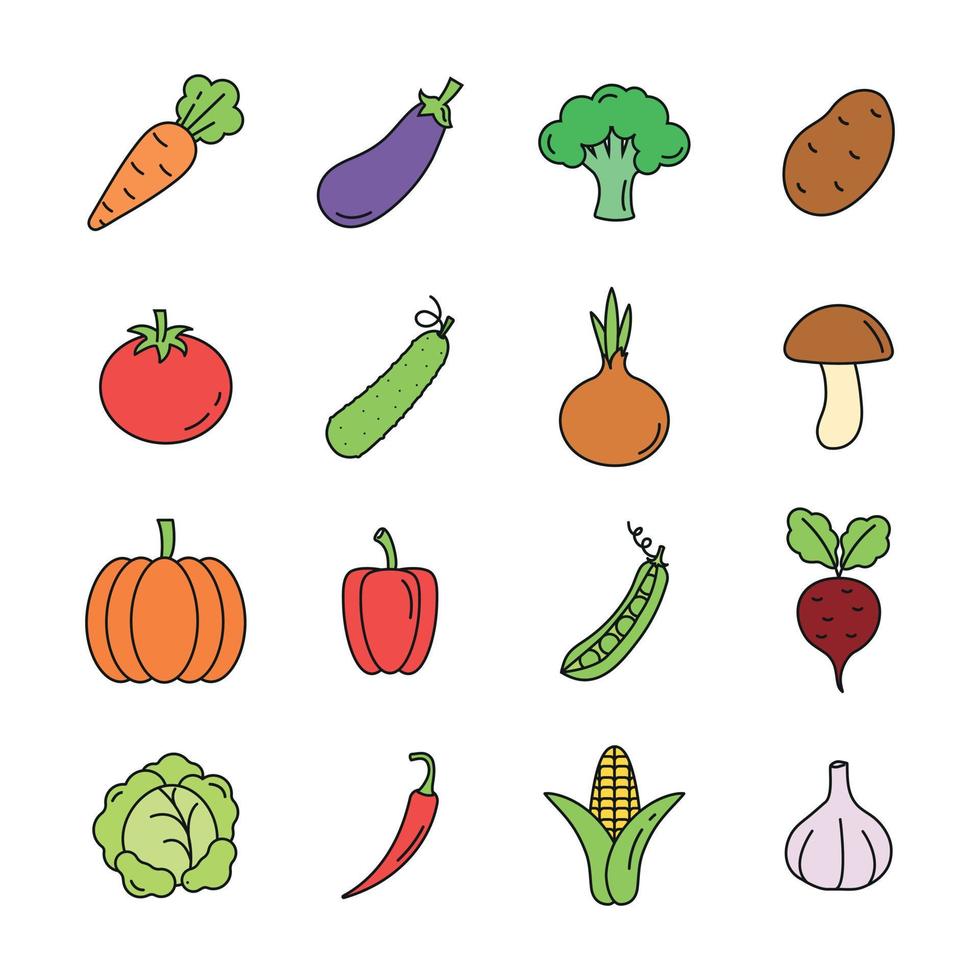 uppsättning grönsaker ikon. vegetarian, grönsak pack symbol mall för grafisk och webbdesign samling logotyp vektorillustration vektor
