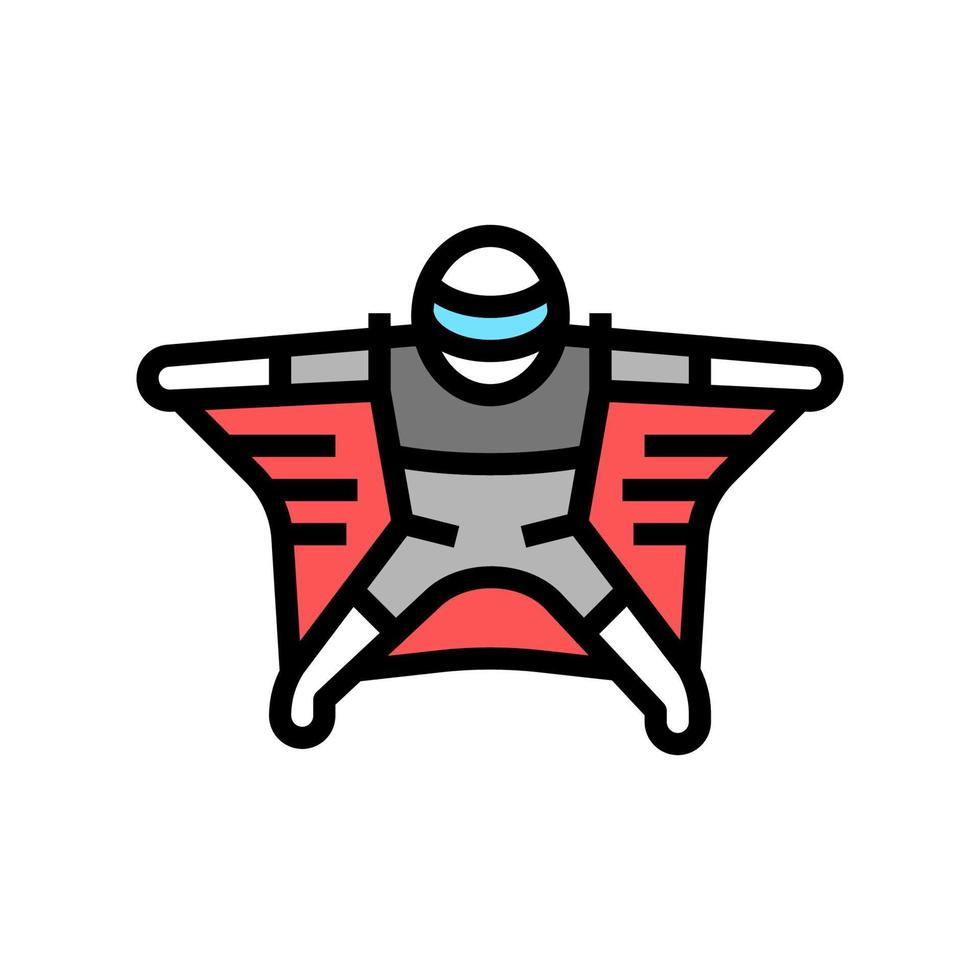 Flying Wingsuit Sportsman Farbe Symbol Vektor Illustration