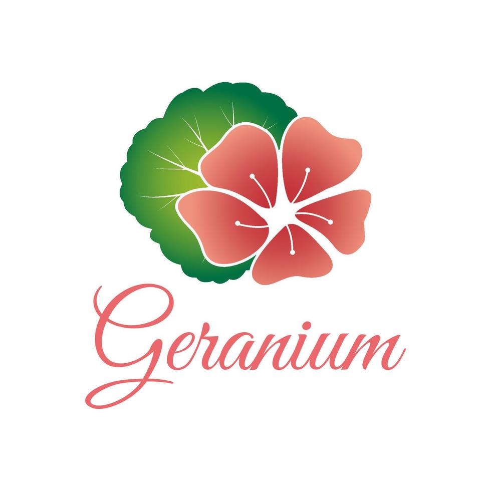 schöne feminine geranienblumen-logo-vorlage vektor