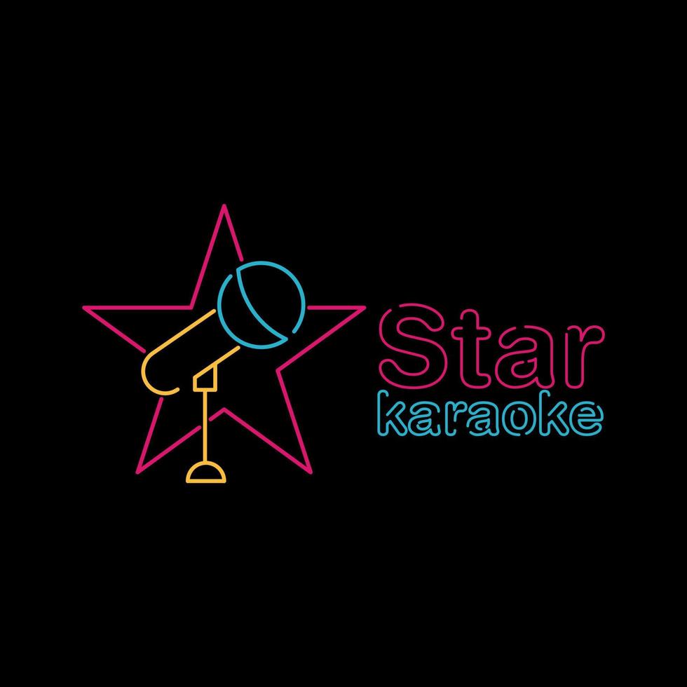 Star-Karaoke-Logo-Vektorvorlage mit Neon-Stil vektor
