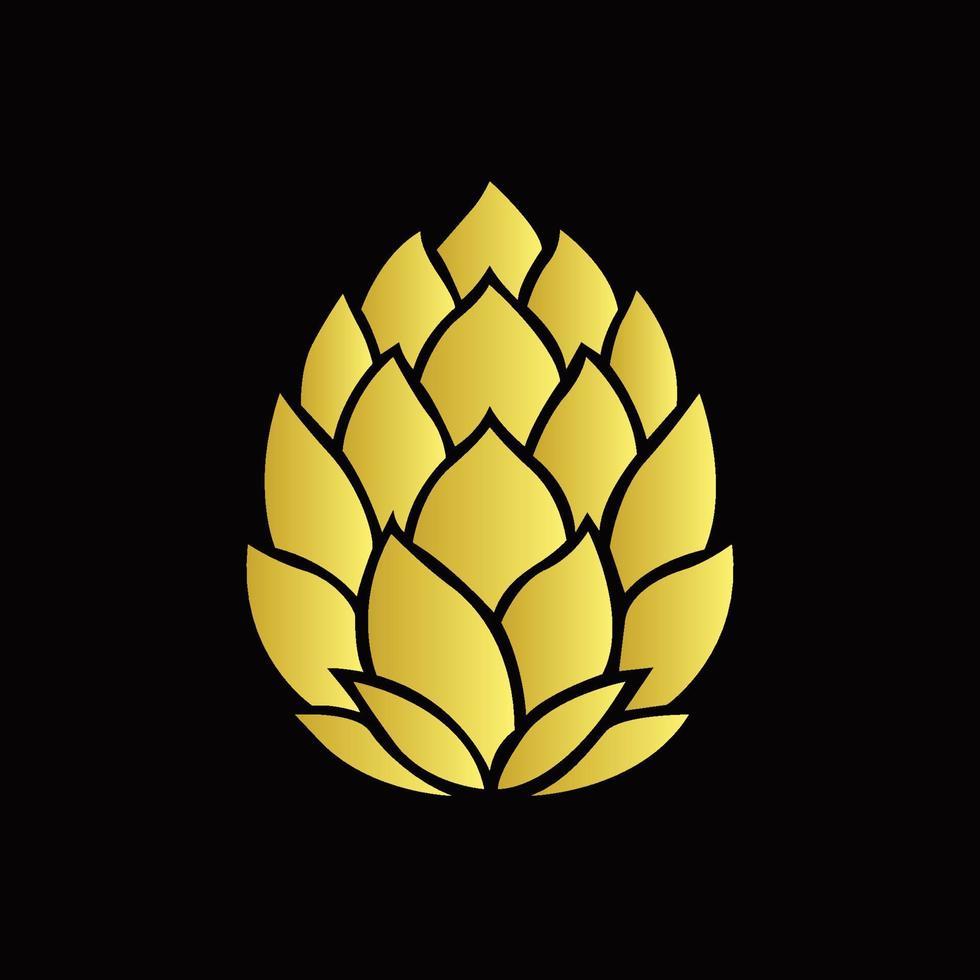 Luxus-Gold-Hopfenkegel-Logo-Symbol vektor