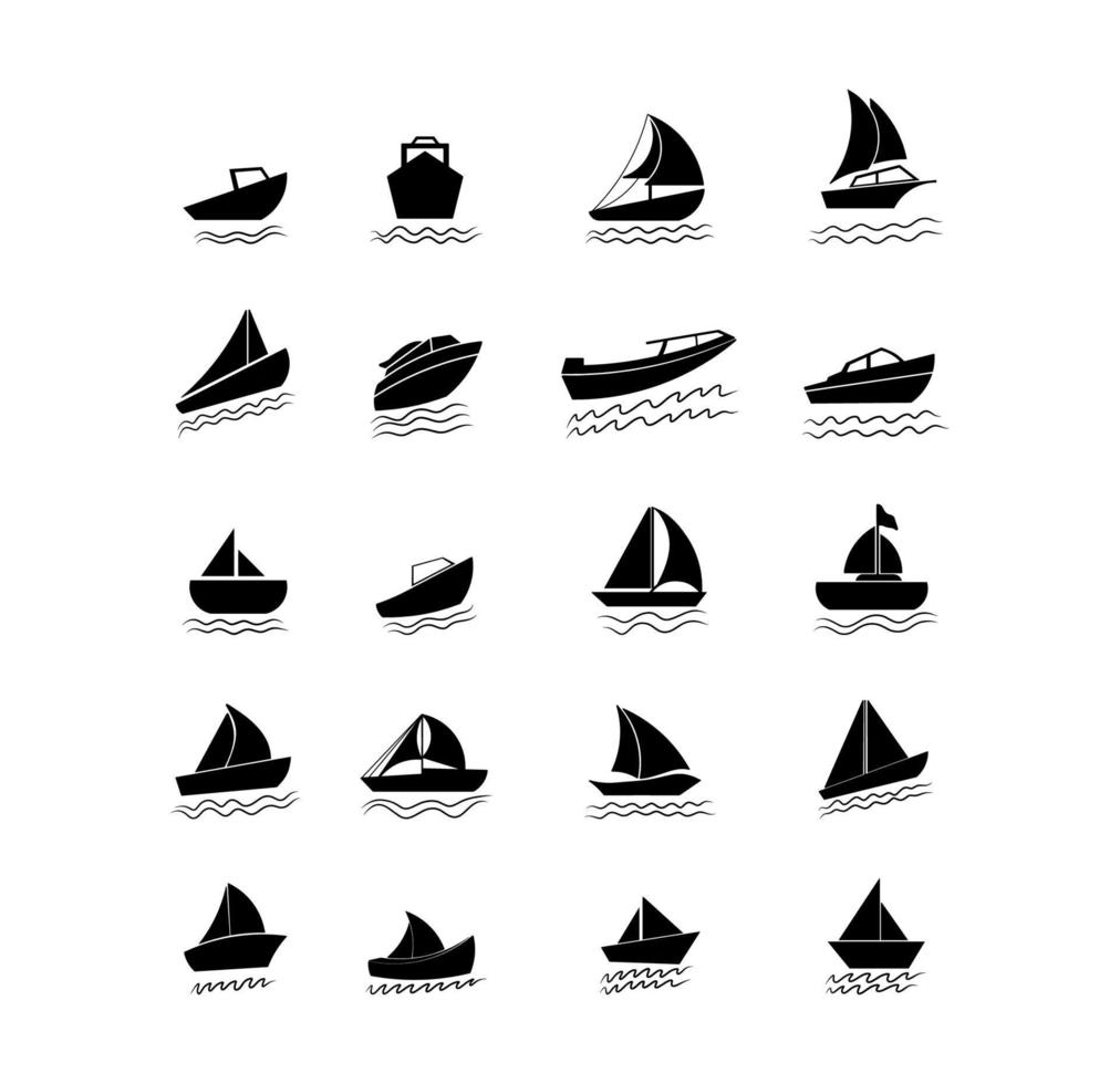Sammlung von Segelboot-Silhouetten vektor