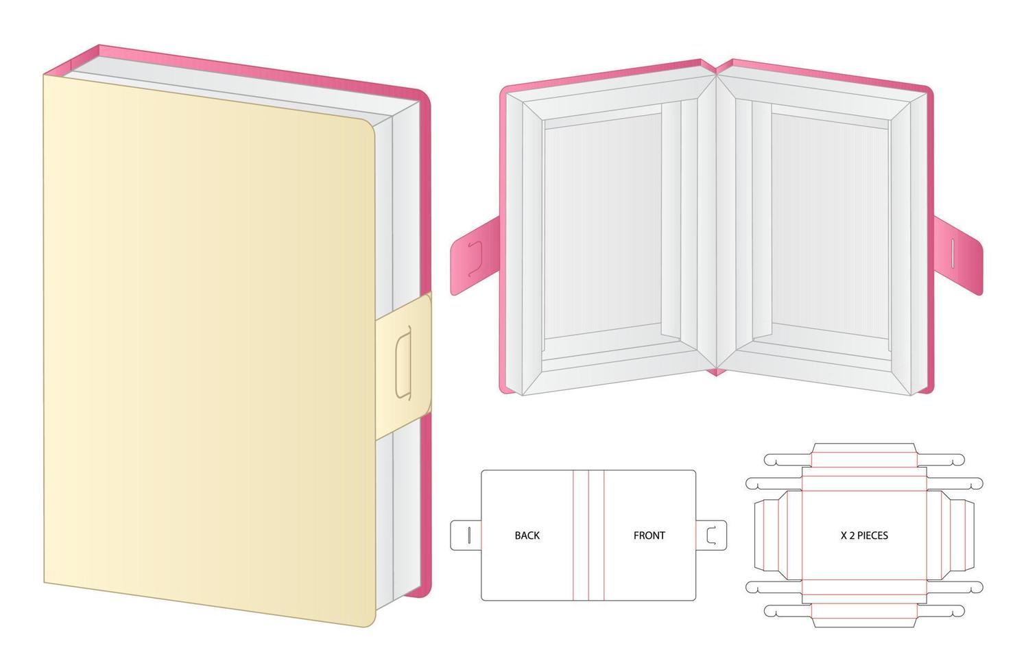 Box Verpackung gestanzte Vorlage Design. 3D-Modell vektor