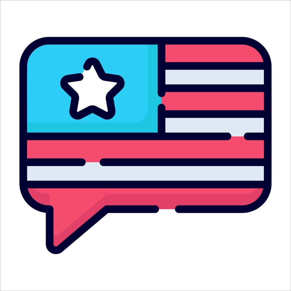 Nachricht, Chat-Symbol, Vektordesign Symbol für den Unabhängigkeitstag der USA. vektor