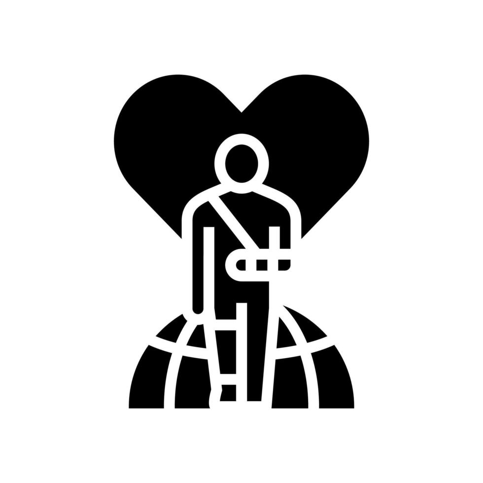 ungültiger Patient Flüchtlingswelt hilft Glyph-Symbol-Vektorillustration vektor