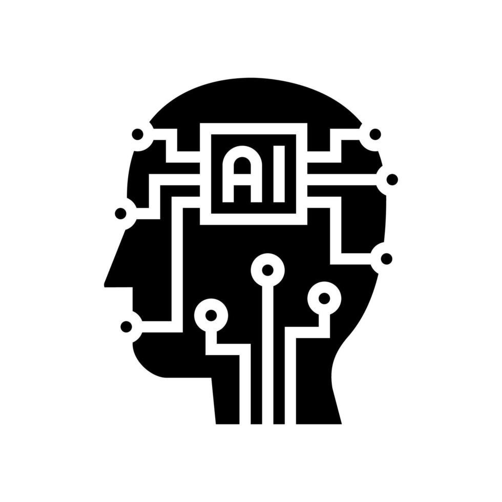 Glyphen-Symbol-Vektorillustration für Technologie der künstlichen Intelligenz vektor
