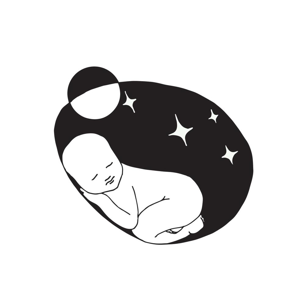vektorillustration, baby schläft in blumen. Ein kleines Kind schläft umgeben von hellen Farben. symbol für mutterschaft, schwangerschaft, geburt, stillzeit. natürlich vektor