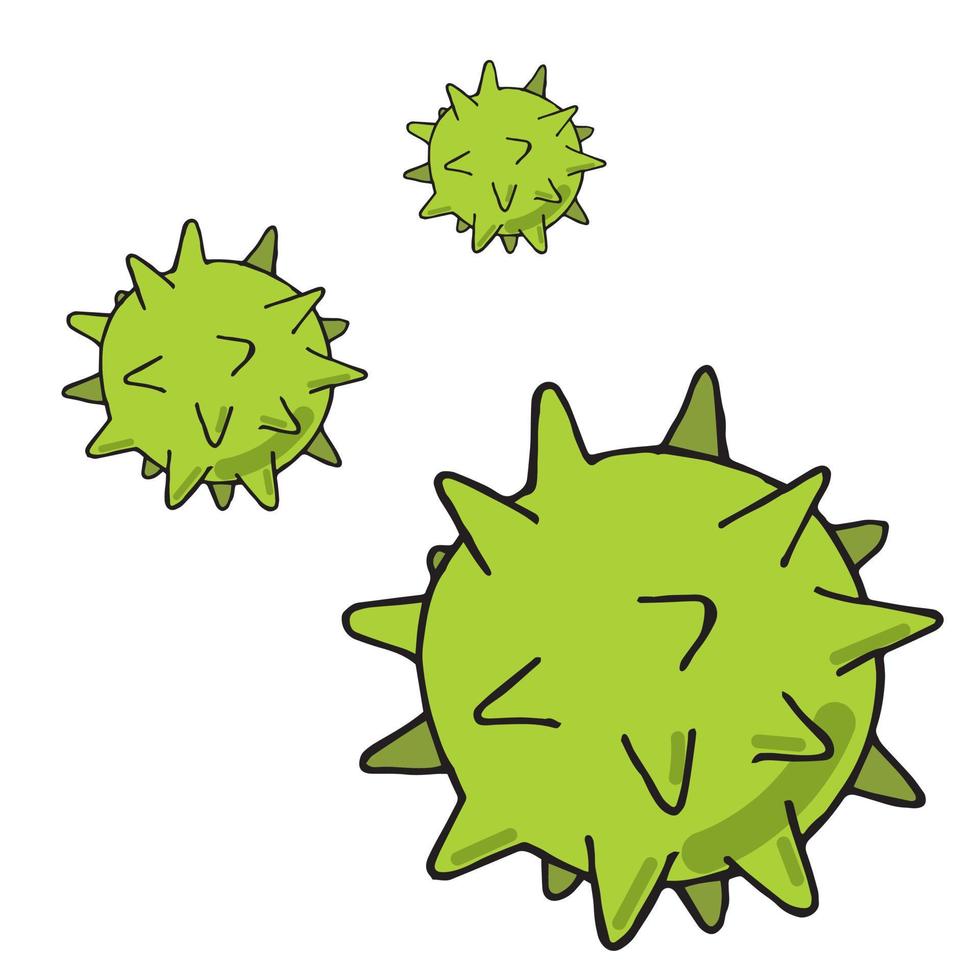 Gekritzelartvektorillustration hat Vektorillustration auf Lager. Farbbild des Virus. Coronovirus, 2019-ncov-Grippevirus. süße ikone von krankheit, infektion. vektor