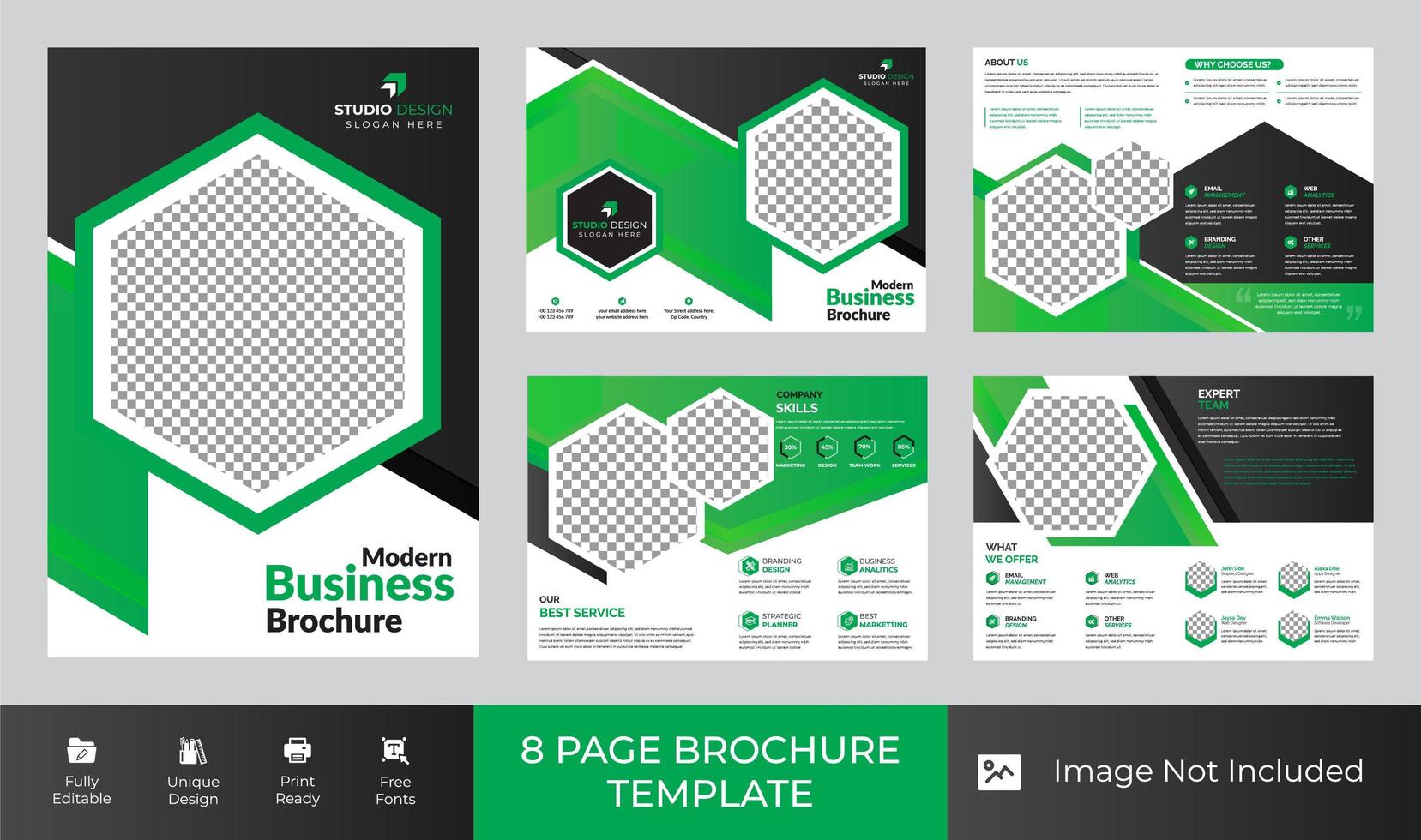 8-seitiges Design der Broschüre für Unternehmensbroschüren vektor
