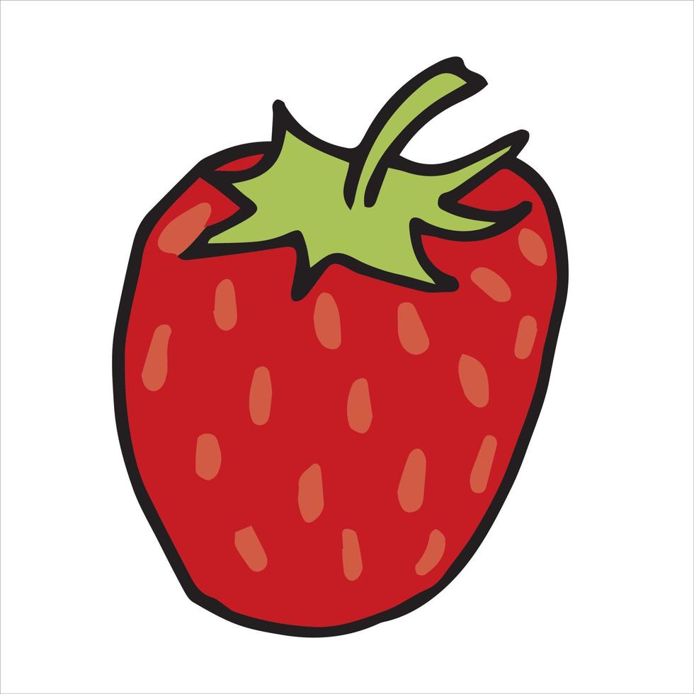 vektor illustration i doodle stil, tecknad. jordgubbe. enkel ikon av mogna jordgubbar. clipart bär