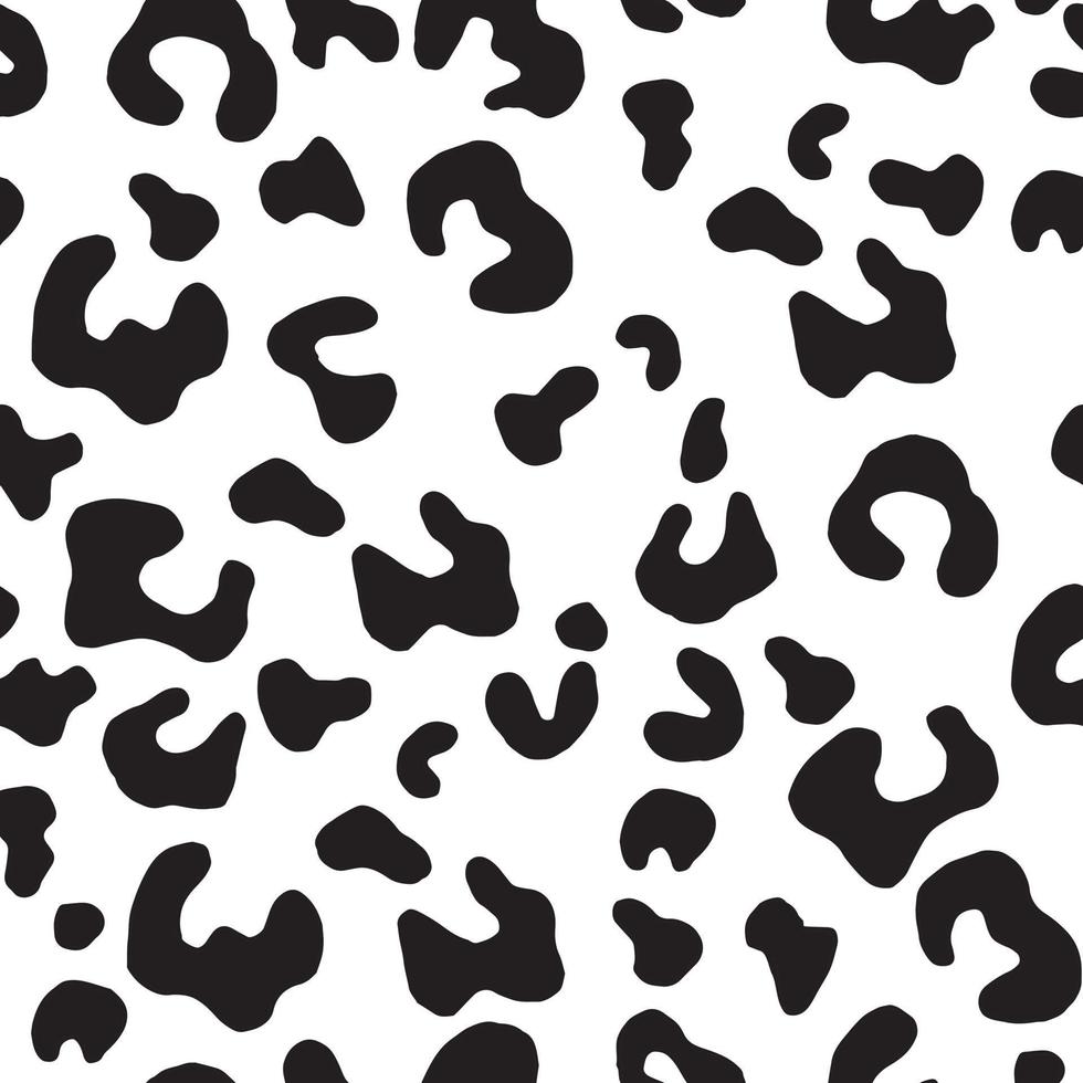 Nahtloses Vektormuster. Schwarz-Weiß-Zeichnung eines Leoparden, Tiermodeprinz isoliert auf weißem Hintergrund. minimalistisches Design für Stoff, Textil, Verpackung, Tapete. vektor